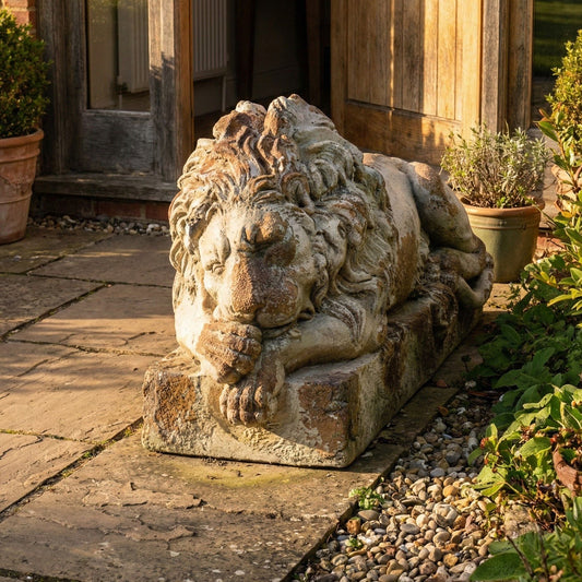 Beige Lion Garden Figurine 23 x 64 x 38cm Decorative Accent