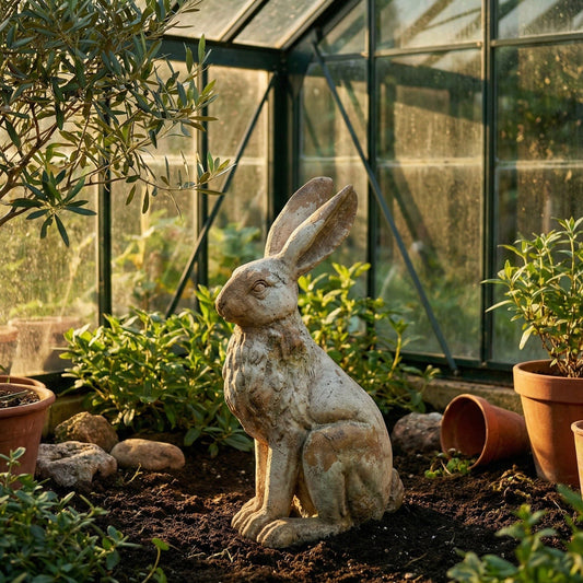 Outdoor Garden Rabbit Figurine Beige 17 x 29 x 56cm