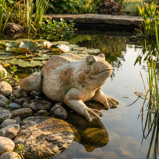 Frog Garden Figurine Beige 36 x 50 x 23cm Outdoor Accent