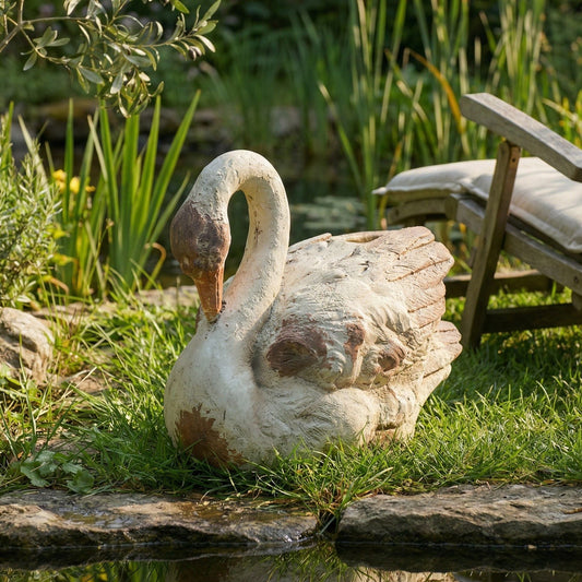 Swan Garden Figurine Beige 22 x 44 x 37cm