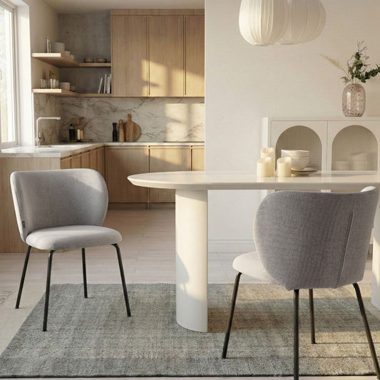 Armless Dining Chairs Set2 OffWhite Upholstery Metal Base
