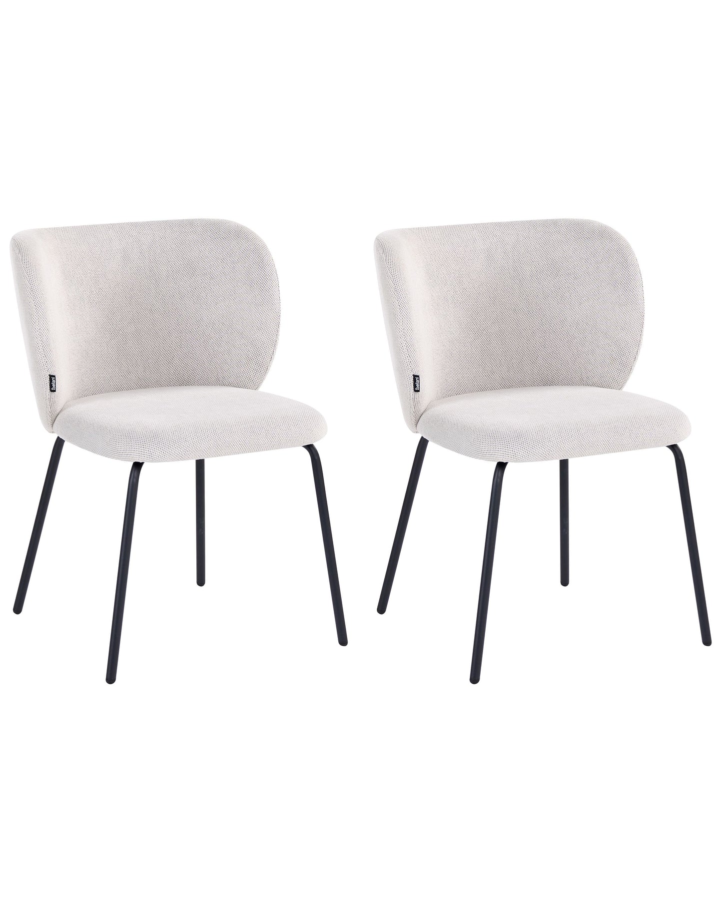 Armless Dining Chairs Set2 OffWhite Upholstery Metal Base