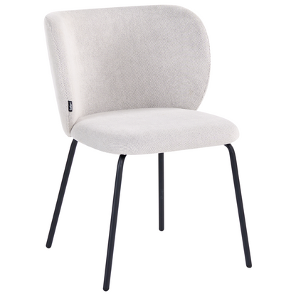 Armless Dining Chairs Set2 OffWhite Upholstery Metal Base