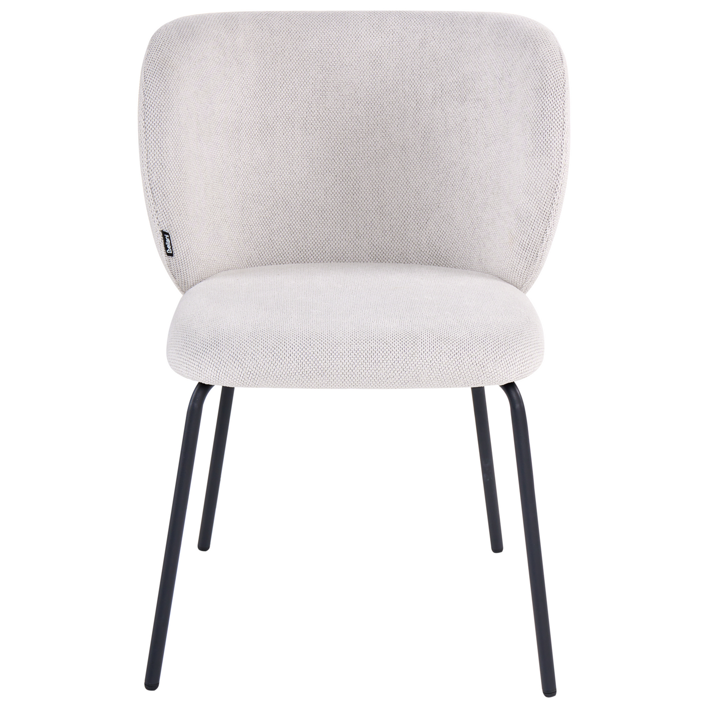 Armless Dining Chairs Set2 OffWhite Upholstery Metal Base