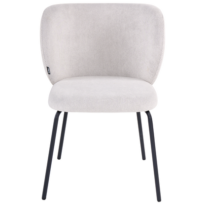 Armless Dining Chairs Set2 OffWhite Upholstery Metal Base