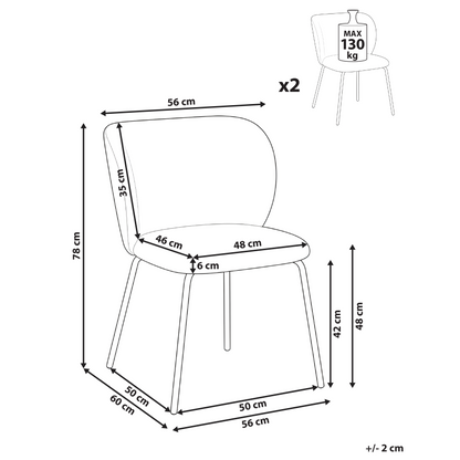 Armless Dining Chairs Set2 OffWhite Upholstery Metal Base