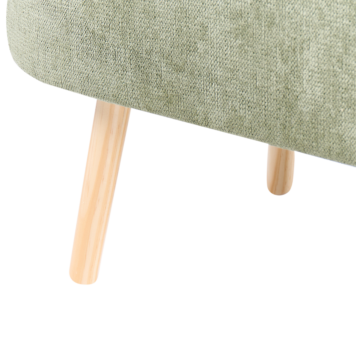 Chenille Green Storage Bench With Pine Wood Legs