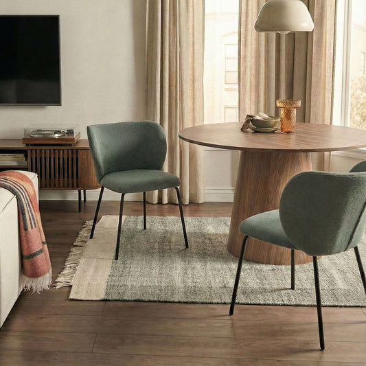Light Green Set Of 2 Retro Dining Chairs With Metal Base