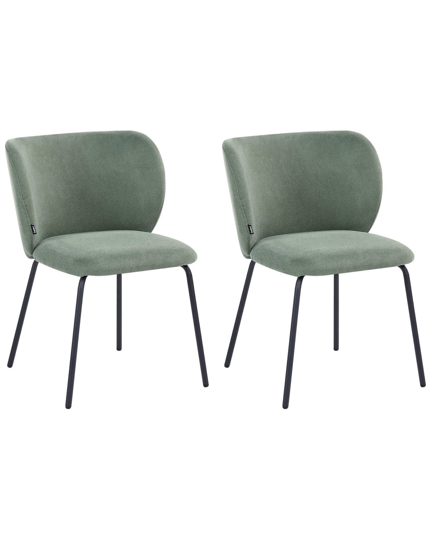 Light Green Set Of 2 Retro Dining Chairs With Metal Base
