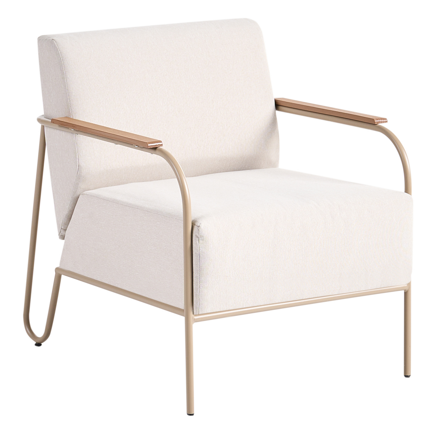 Beige Garden Chair With Upholstered Cushions And Footrest