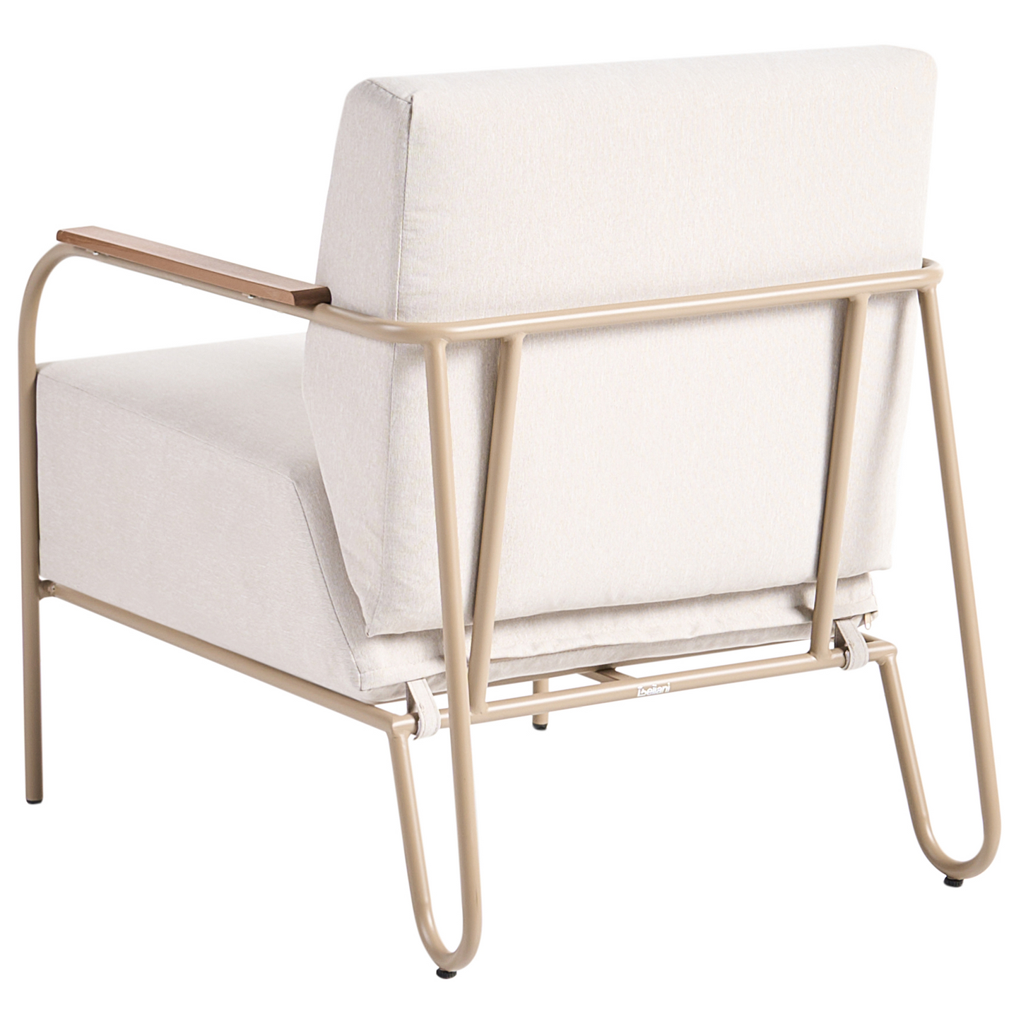 Beige Garden Chair With Upholstered Cushions And Footrest