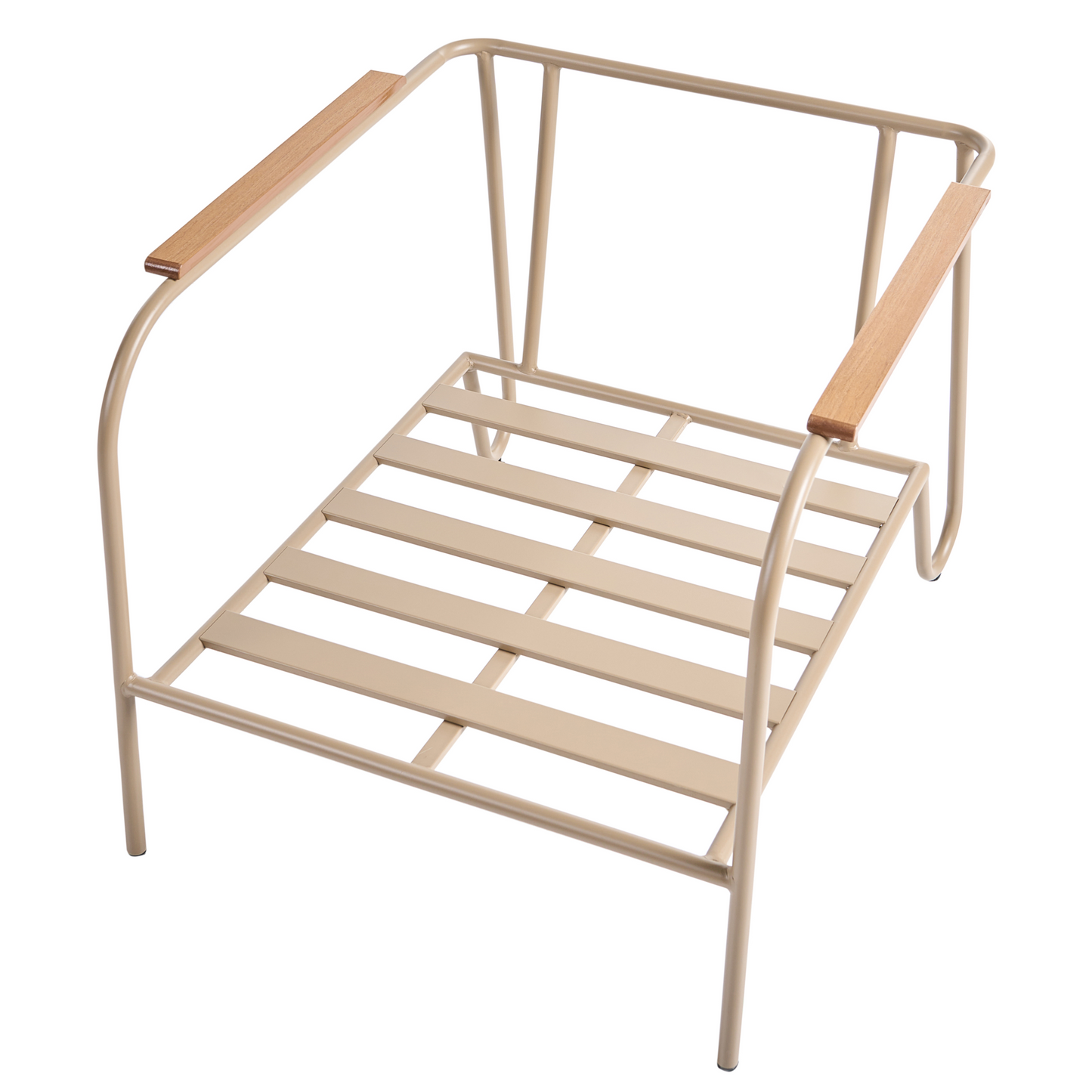 Beige Garden Chair With Upholstered Cushions And Footrest