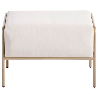 Beige Garden Chair With Upholstered Cushions And Footrest