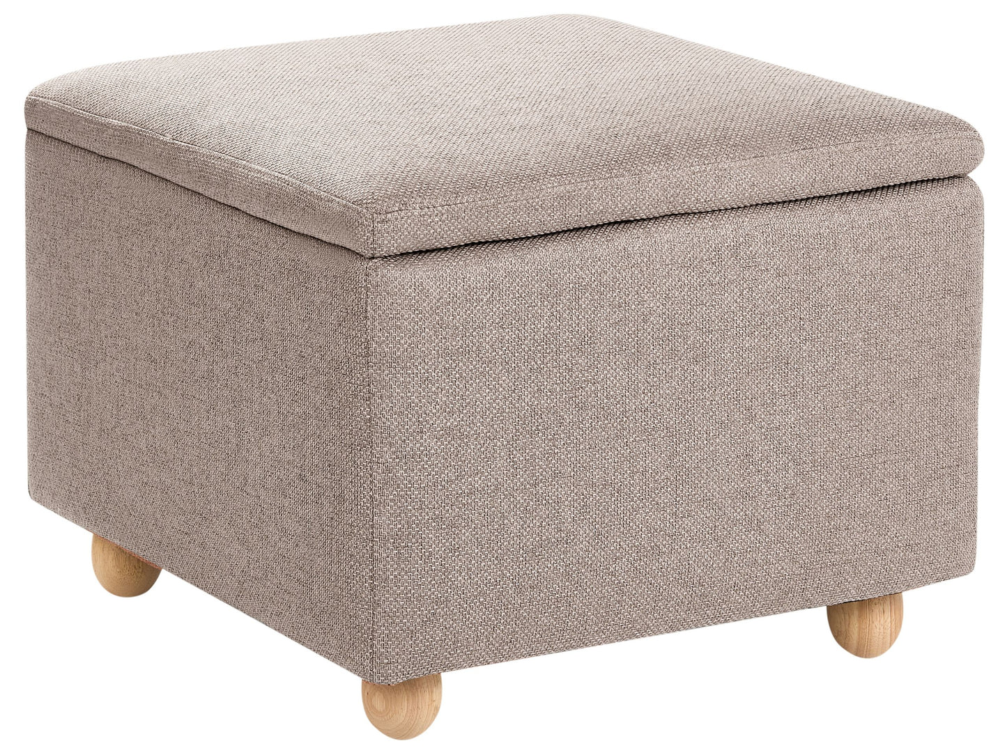 Beige Storage Pouffe With Water Repellent Finish