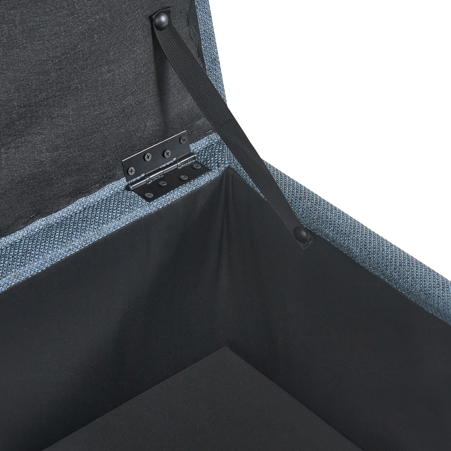 Blue Fabric Storage Pouffe Footstool With Water-Repellent Finish