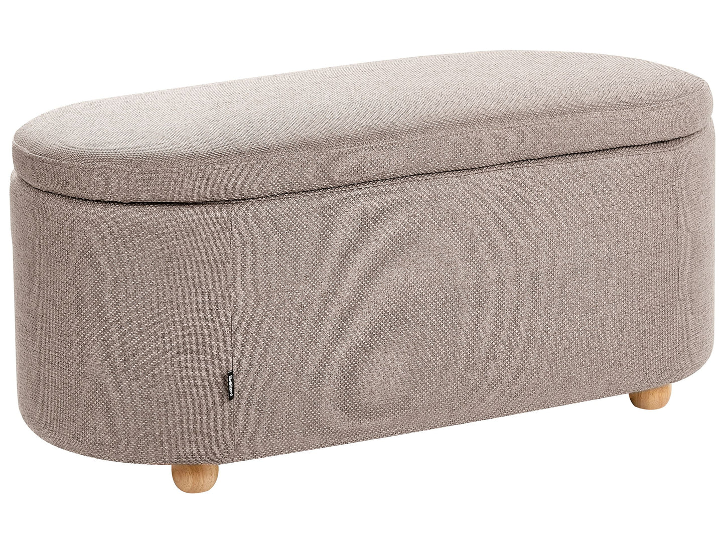 Storage Bench Beige Fabric Water-Repellent Upholstered Ottoman With Storage