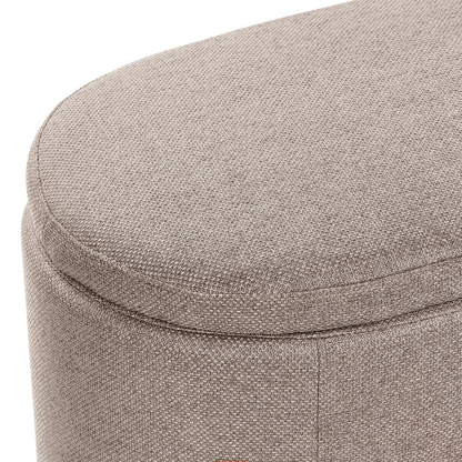 Storage Bench Beige Fabric Water-Repellent Upholstered Ottoman With Storage