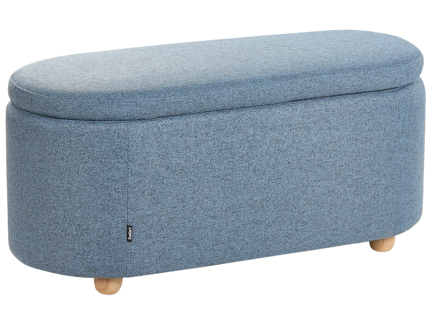 Blue Water-Repellent Storage Bench With Upholstered Ottoman