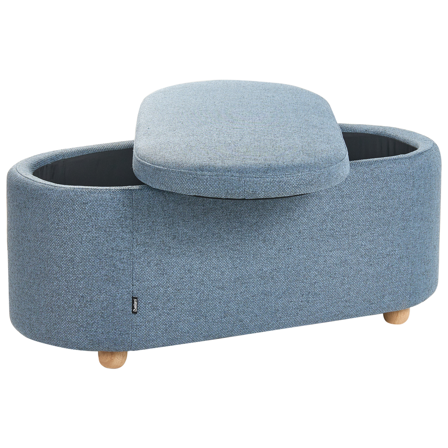 Blue Water-Repellent Storage Bench With Upholstered Ottoman