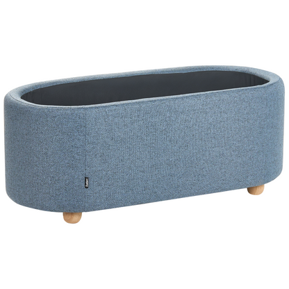 Blue Water-Repellent Storage Bench With Upholstered Ottoman