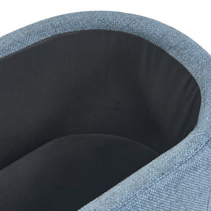 Blue Water-Repellent Storage Bench With Upholstered Ottoman