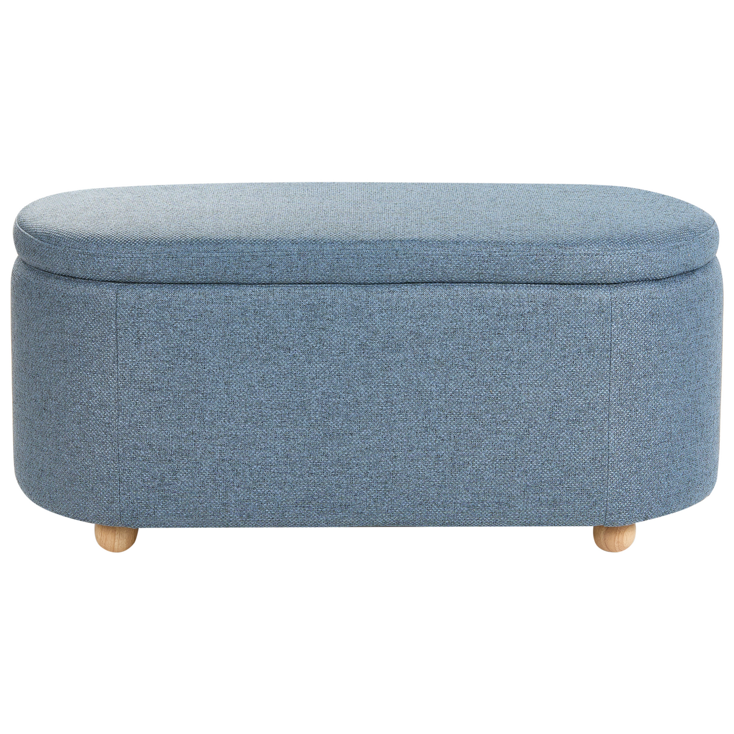 Blue Water-Repellent Storage Bench With Upholstered Ottoman