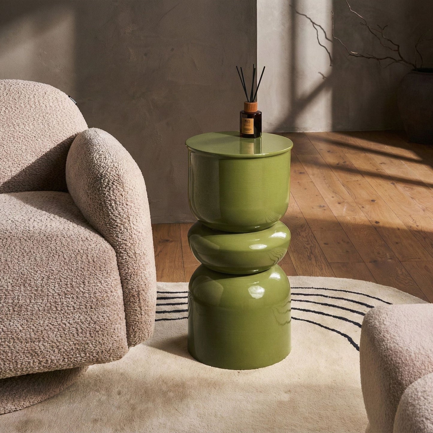 Moderno Accent Side Table Olive Green Iron Painted Living Room