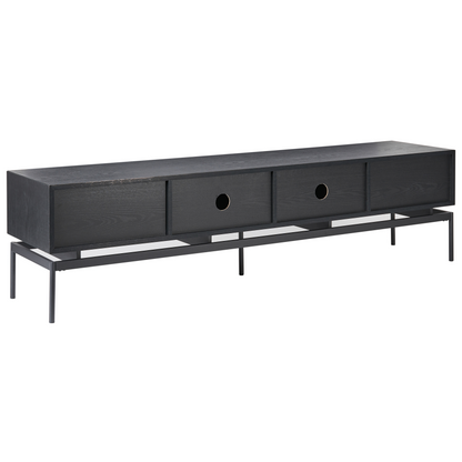 LoftCraft TV Stand Light Brown MDF With Metal Legs 2 Doors 4 Drawers