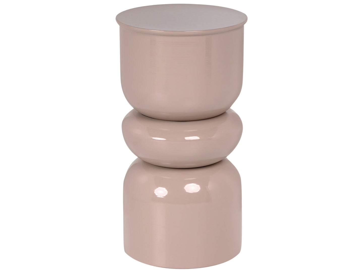 Accent Side Table Light Beige Iron Painted
