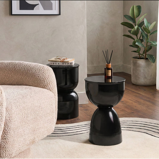 Accent Black Iron Painted Side Table For Living Room And Bedroom With Minimalist Contemporary Design