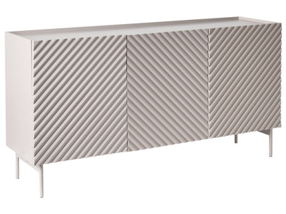 NovaLux Three Door Sideboard Light Beige MDF Cabinet Metal Legs