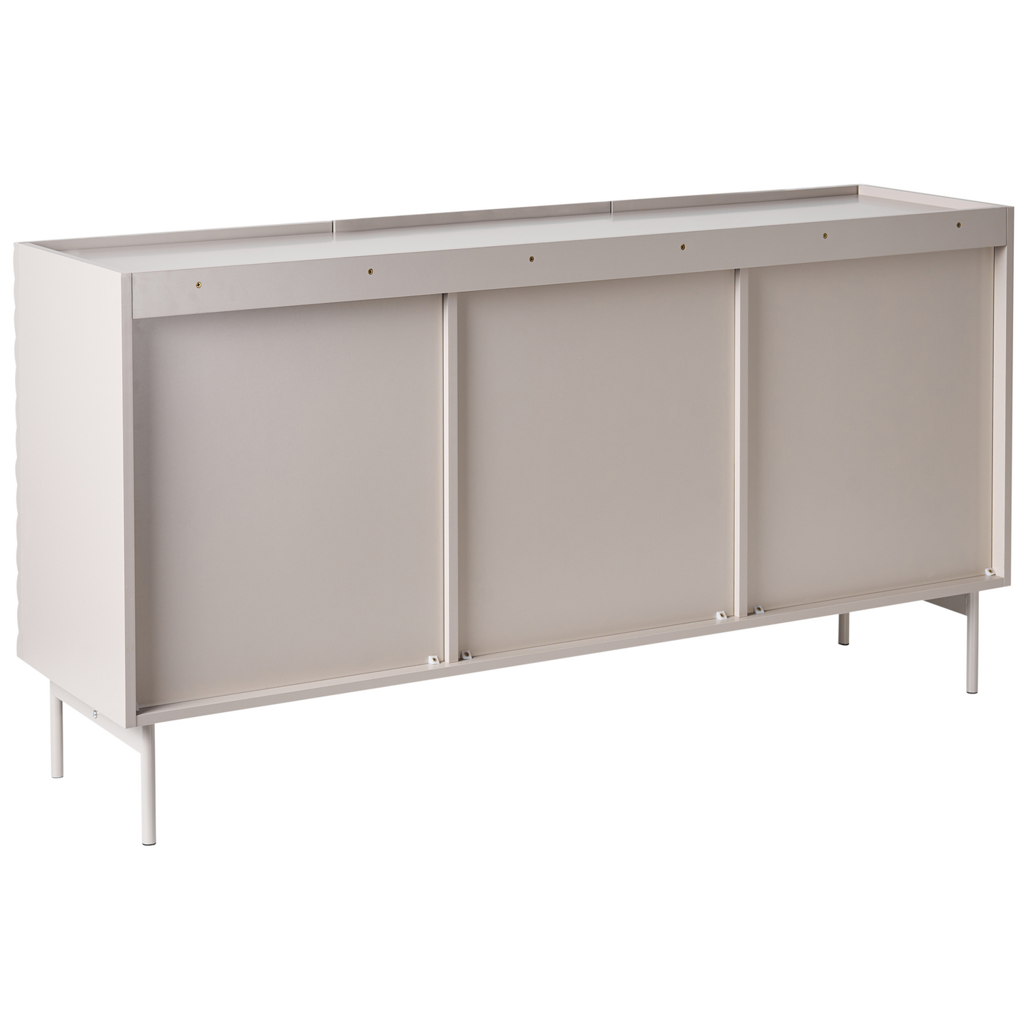 NovaLux Three Door Sideboard Light Beige MDF Cabinet Metal Legs