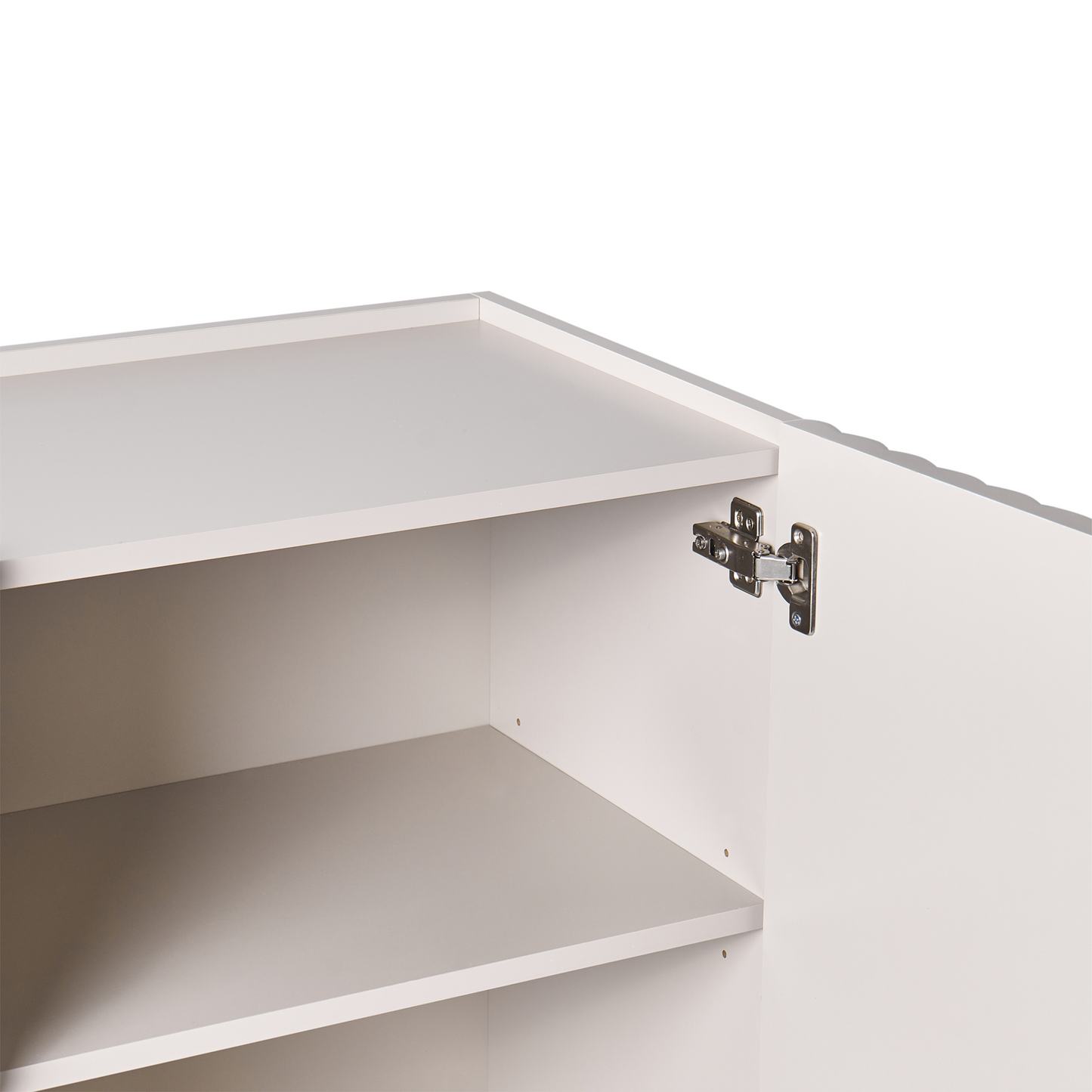 NovaLux Three Door Sideboard Light Beige MDF Cabinet Metal Legs