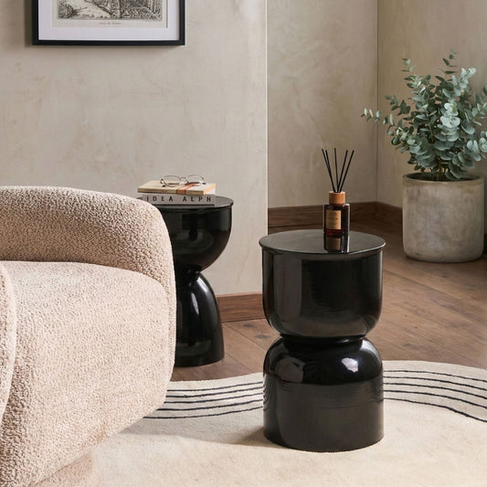Accent Black Iron Side Table Indoor Living Room Bedroom