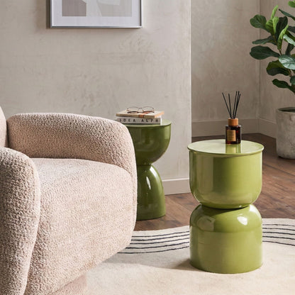 Olive Iron Home Accent Side Table Olive Green Painted Indoor Living Room Bedroom