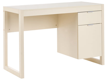 Home Scandinavian Desk With Drawer Storage Beige Wood 110 x 50cm Modern Minimalist Office