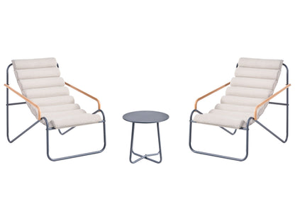 Lounge Set Dark Grey Steel Frames 2 Seater Chairs And Table