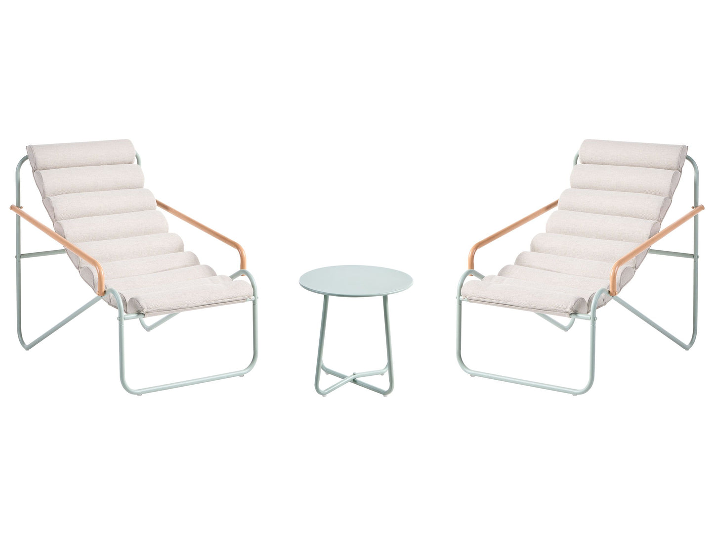 Outdoor 2 Seater Lounge Set Green Steel Frame Sling Chairs
