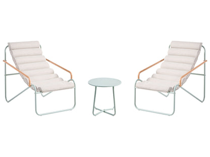 Outdoor 2 Seater Lounge Set Green Steel Frame Sling Chairs