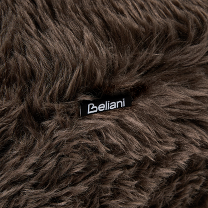 Armchair Faux Fur Dark Brown Retro With Wooden Legs