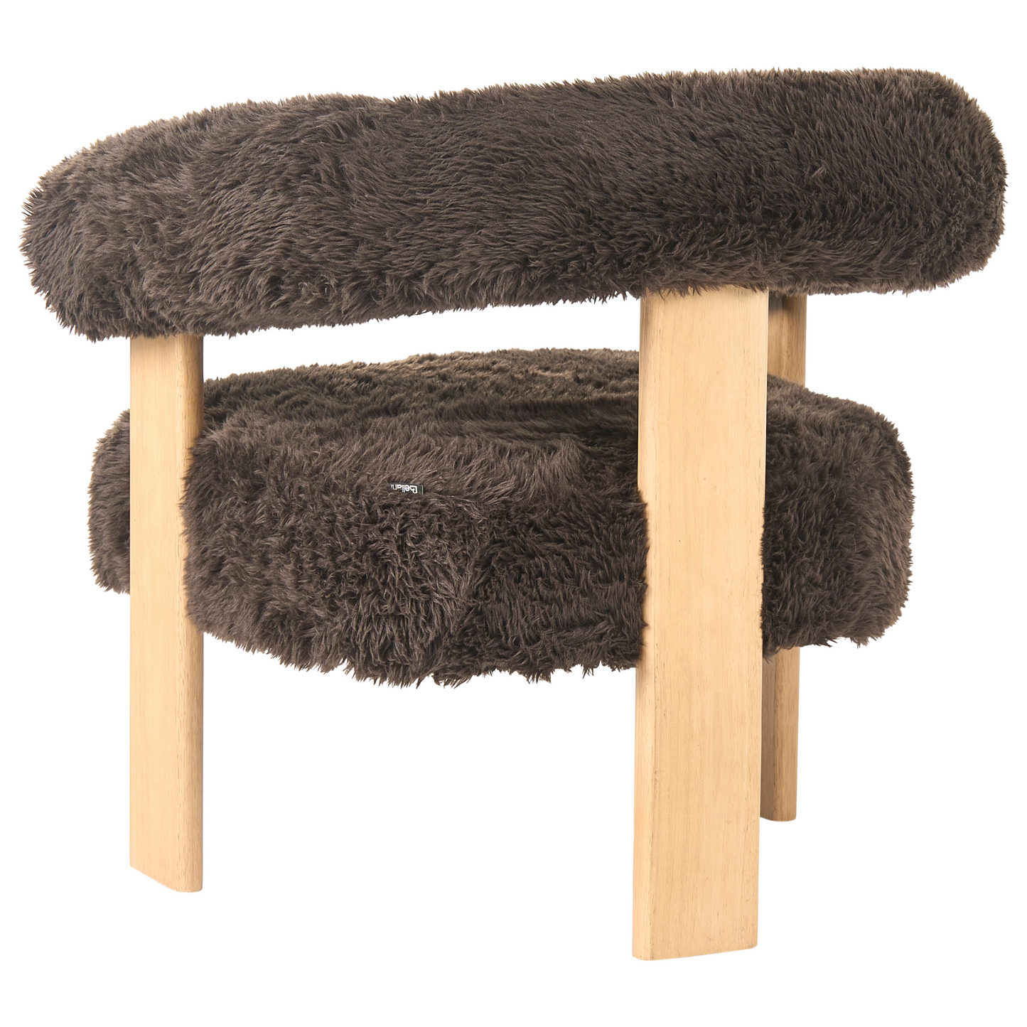 Armchair Dark Brown Faux Fur Upholstery Retro Design Legs