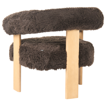 Armchair Dark Brown Faux Fur Upholstery Retro Design Legs
