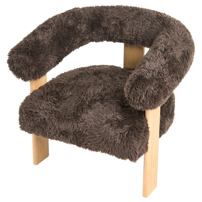 Armchair Dark Brown Faux Fur Upholstery Retro Design Legs
