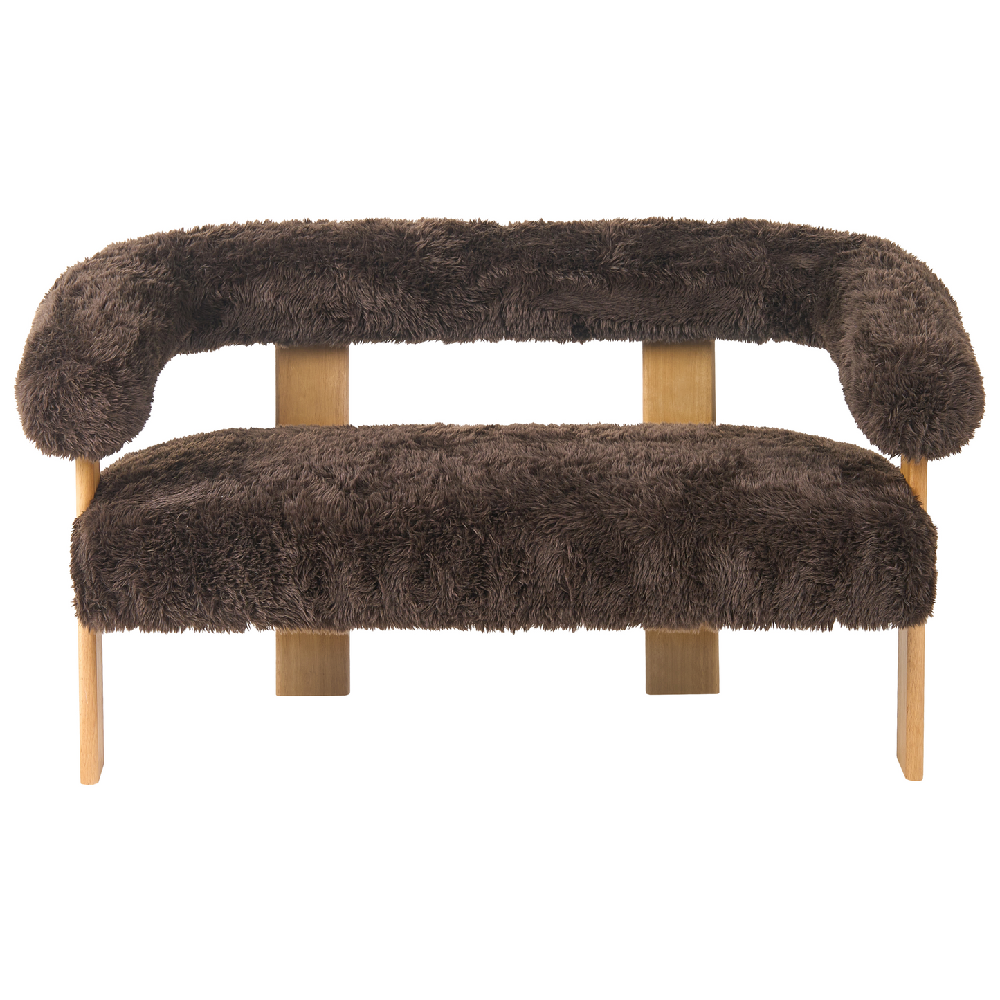 Dark Brown And Light Brown Faux Fur Sofa Set 2 Seater Chair