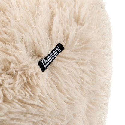 Armchair Faux Fur Off White And Brown Retro Wood Legs