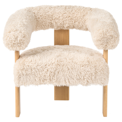 Noble Retro Sofa Set 2 Seater Armchair Faux Fur Upholstery Off White