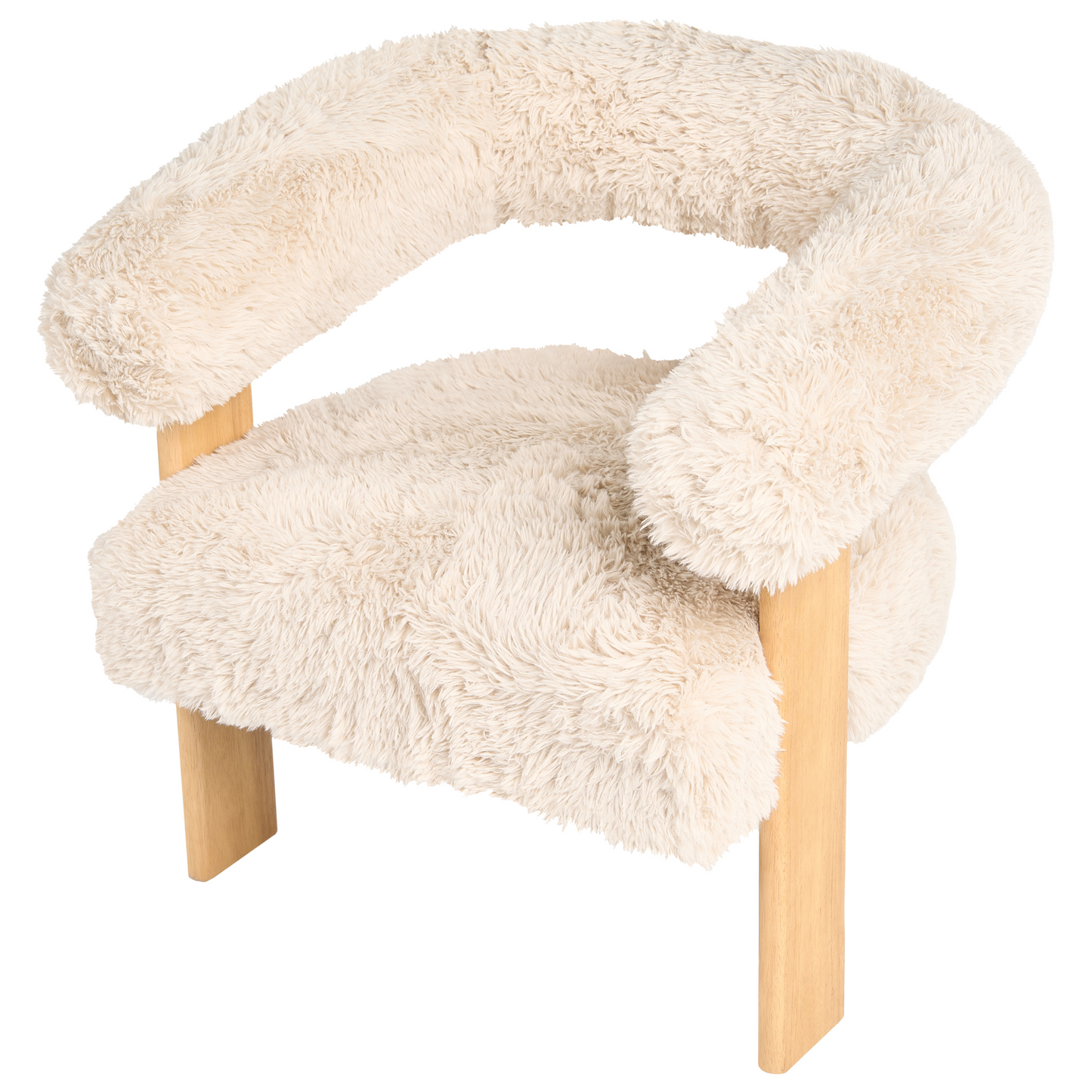 Noble Retro Sofa Set 2 Seater Armchair Faux Fur Upholstery Off White