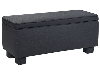 Storage Bench Black Fabric With Lift-Up Top and Wooden Legs