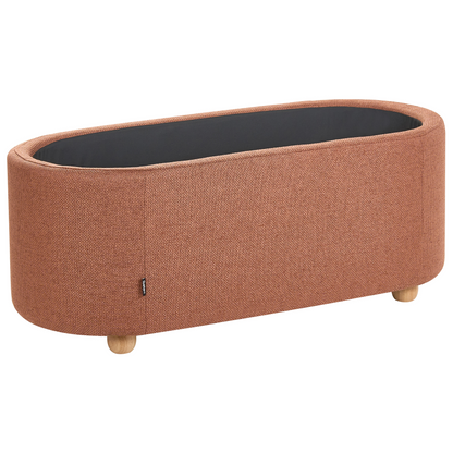 Golden Brown Fabric Storage Bench With Underseat Storage