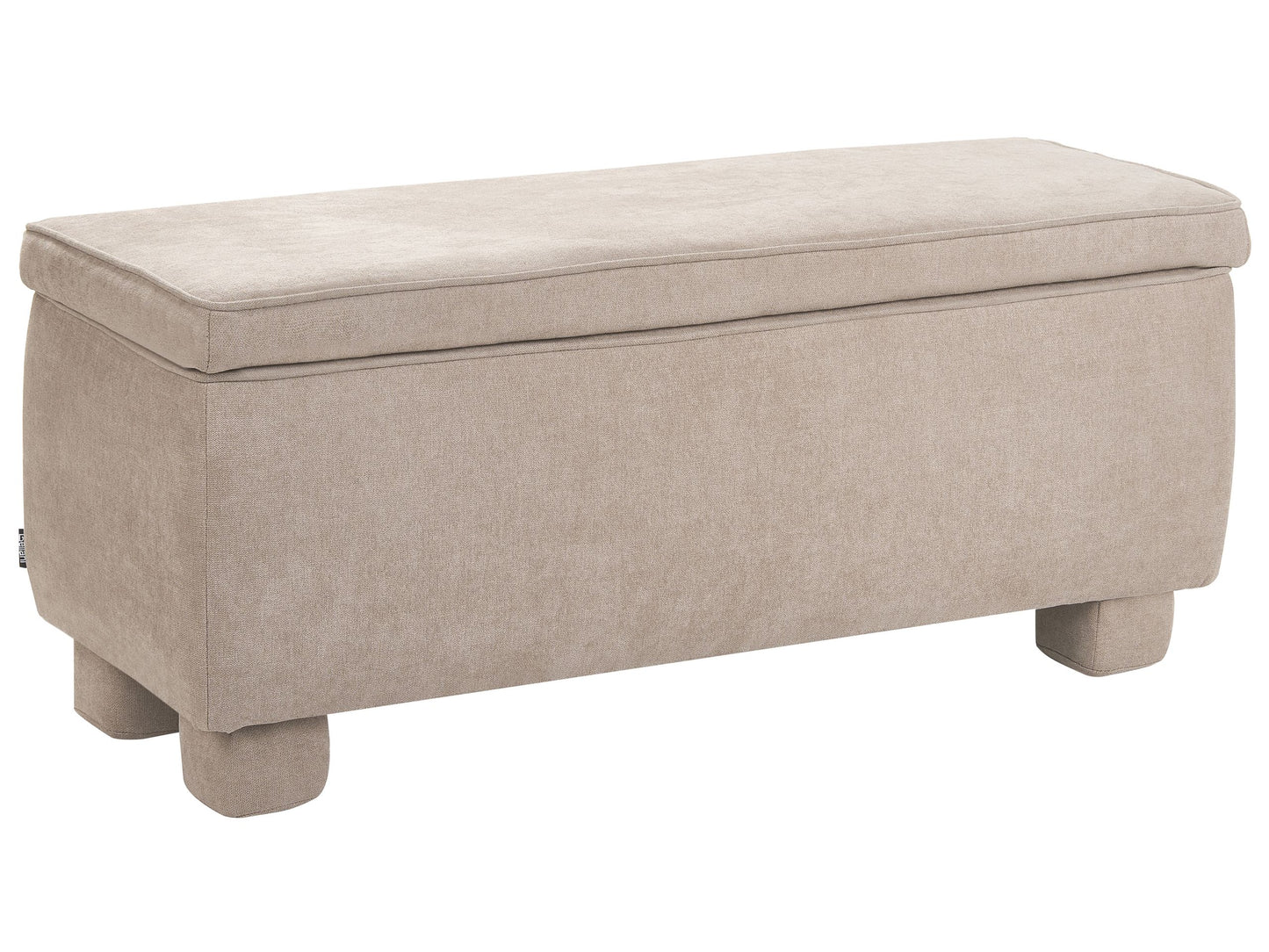 Storage Bench Beige Fabric Upholstery With Lift Top